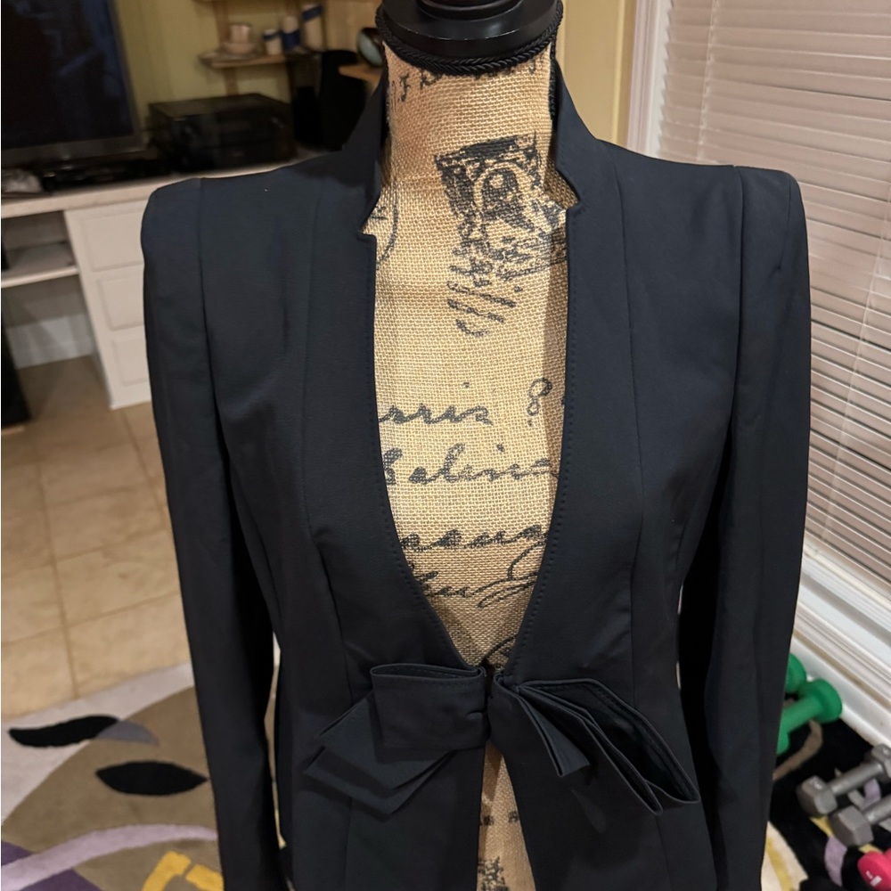 Armani Collezioni Black Blazer w/ Bow Detail & shoulder pads size Medium (10sh)